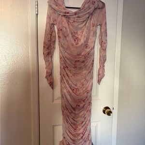 SHEIN Pink Floral Long Sleeve Dress